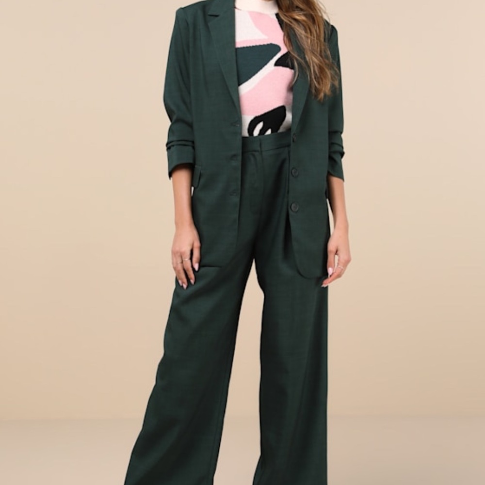 Bold Poise Dark Green Button-Front Blazer - New w/o Tags